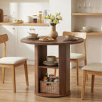 MAHANCRIS 31.5" Round Dining Table with Storage Shelf for 2-3, Circle Kitchen Dinner Table with Thick Tabletop, for Small Spaces, Circle Nook Table for Kitchen & Dining Room, Walnut DTWA8501