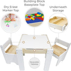 Teamson Kids - Wooden Multiactivity Table with Removable Tabletop for Storage | Reversible Tabletop, Storage Space