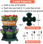 Vertical Planter 3 Tier Stackable Planters Garden Planters Strawberry Herb Flower and Vegetable Planter Indoor Outdoor Gardening Pots with Removable Wheels and Tools