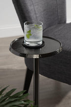 Kate and Laurel Sanzo Modern Pedestal Side Table; 9 x 9 x 23; Pewter; Decorative End Table with Hammered Tabletop