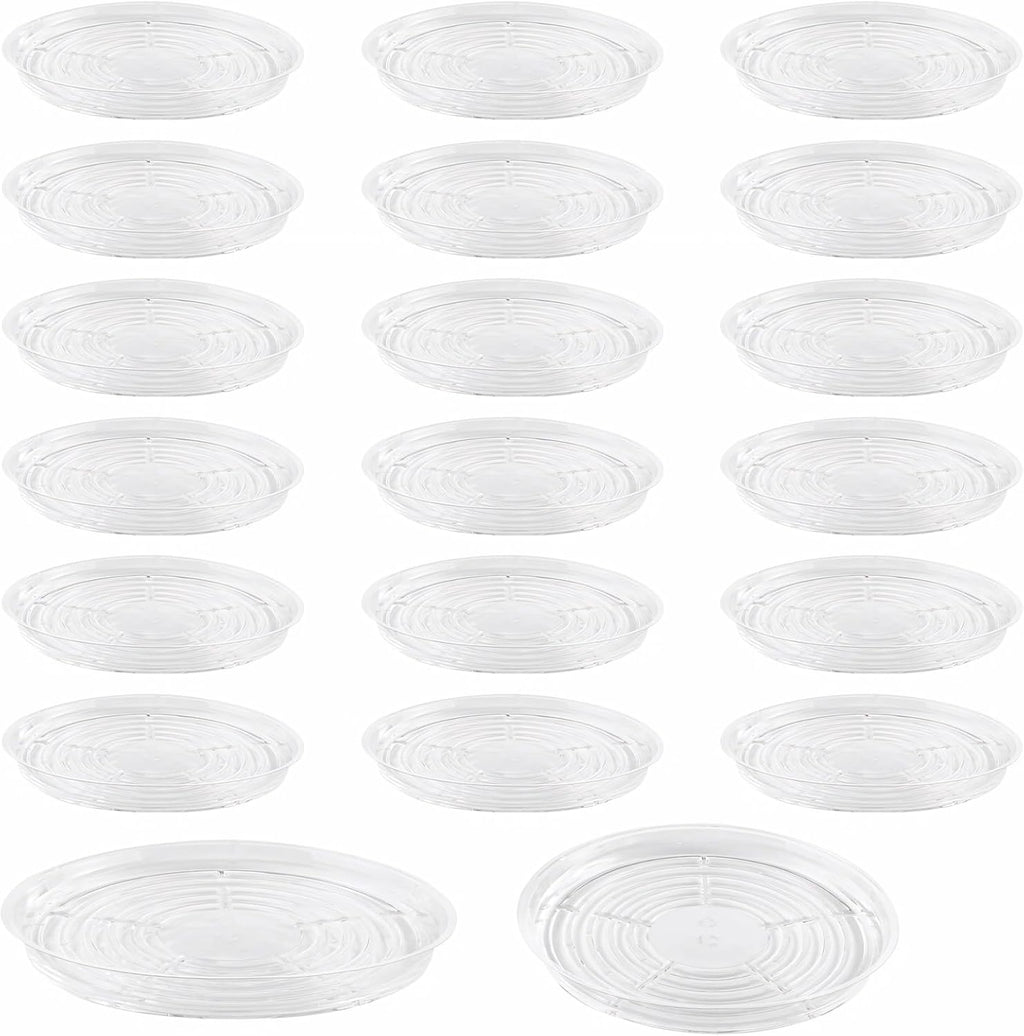 20 Pack 12 Inches Clear Plastic Plant Saucer Drip Trays Large Plant Plate Dish for Indoor Flower Pots and Planters, Bulk