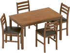 WiberWi Dining Table Set for 4, Solid Wood Kitchen Table and Chairs Set of 4, 43.3” Space-Saving Mid Century Modern Dining Room Table with Upholstered Chairs, Walnut