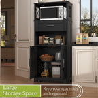 kepptory 55" Tall Farmhouse Kitchen Pantry Cabinet, Rustic Wood Storage Cupboard with Doors, Shelves & Drawer, Ash Grey for Kitchen & Dining Room
