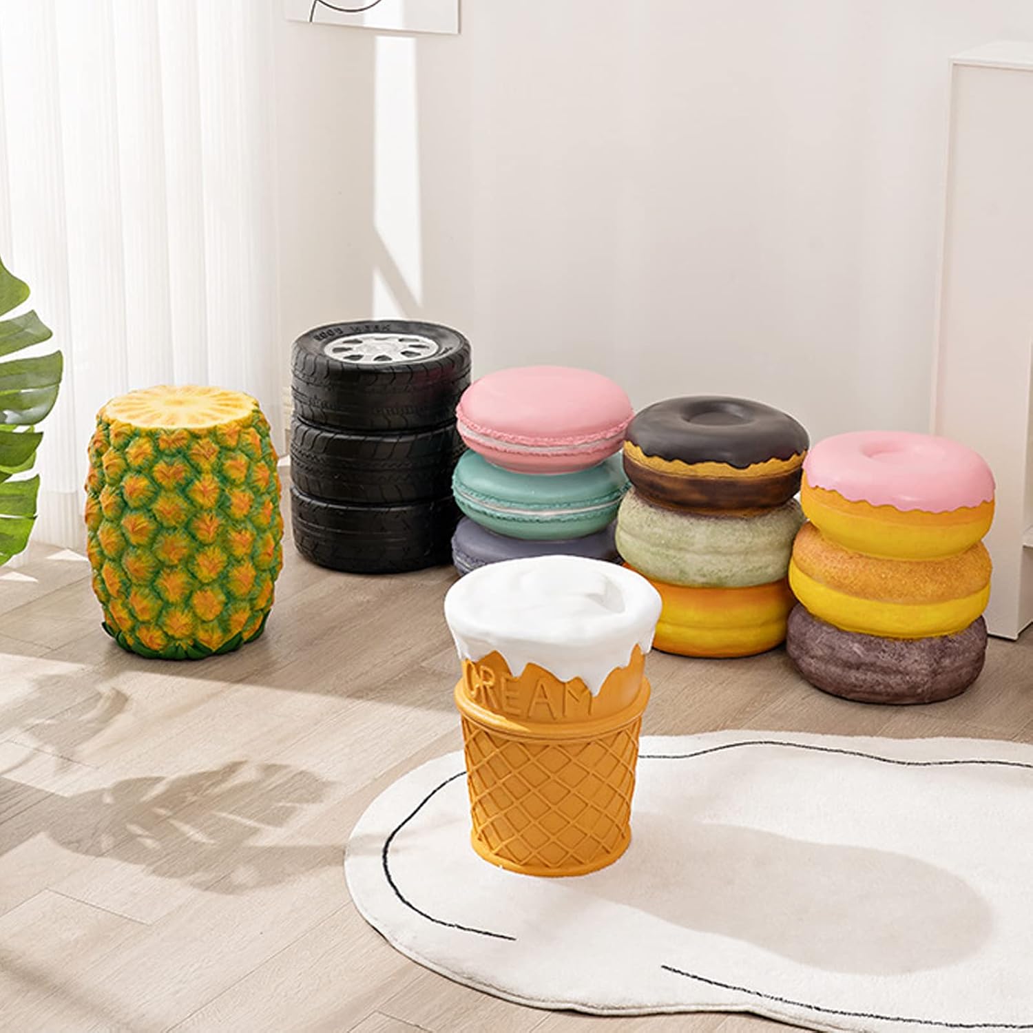 Food Shoe Changing Stool, Comfortable Ingenious Simulated Food Stool Fun Decorative Lightweight for Home (Sweetheart Cookie)