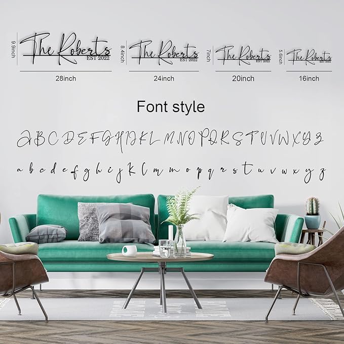 Personalized Family Name Sign Custom Metal Last Name Sign Metal Family Name Sign Wall Decor Personalized Name sign for Home Initial Split Letter Signs Door Established Split Letter Wedding Gift