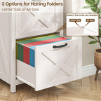 Halitaa Farmhouse File Cabinet with 2 Drawers for Home Office, Rustic White | Vertical Filing Cabinet Fits Letter and A4 Size, Farmhouse Printer Stand, Under Desk Wooden File Cabinet