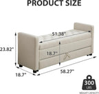 Chifee & Vingol 58.27" W Ottoman Bench with Double Storage Space, Upholstered End of Bed Storage Bench Entryway Shoe Benches,Beige
