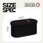30 Inches Oval Ottoman with Storage, Boucle Sherpa Storage Ottoman Bench, Folding Foot Rest Chest for Bedroom Living Room