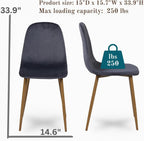 Homy Casa Mid-Century Modern Armless Dining Chairs Set, Upholstered with Velvet, Metal Legs, Perfect for Kitchen, Dining Room, Living or Restaurant, Grey