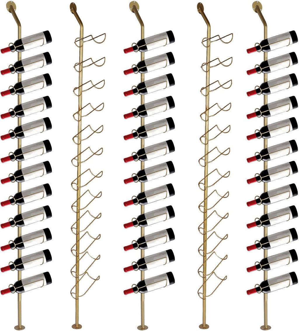 5 Pack 12 Bottle Wall Mount Wine Rack for 60 Bottles DIY Detachable Wine Storage Organizer Metal Storage Rack for Kitchen Pantry Dining Room Bar