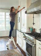 Rubbermaid FG420903WHT EZ Two Step Durable Folding Plastic Ladder Step Stool with Skid Resistant Foot Pads, White (2 Pack)
