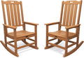 THOEOE Outdoor Rocking Chairs Set of 2, Oversized Patio Rocking Chair | HDPE Outdoor Rockers for Front Porch, Patio, Backyard, Balcony and Garden. All-Weather High Back Design, Wood