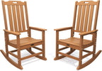 THOEOE Outdoor Rocking Chairs Set of 2, Oversized Patio Rocking Chair | HDPE Outdoor Rockers for Front Porch, Patio, Backyard, Balcony and Garden. All-Weather High Back Design, Wood