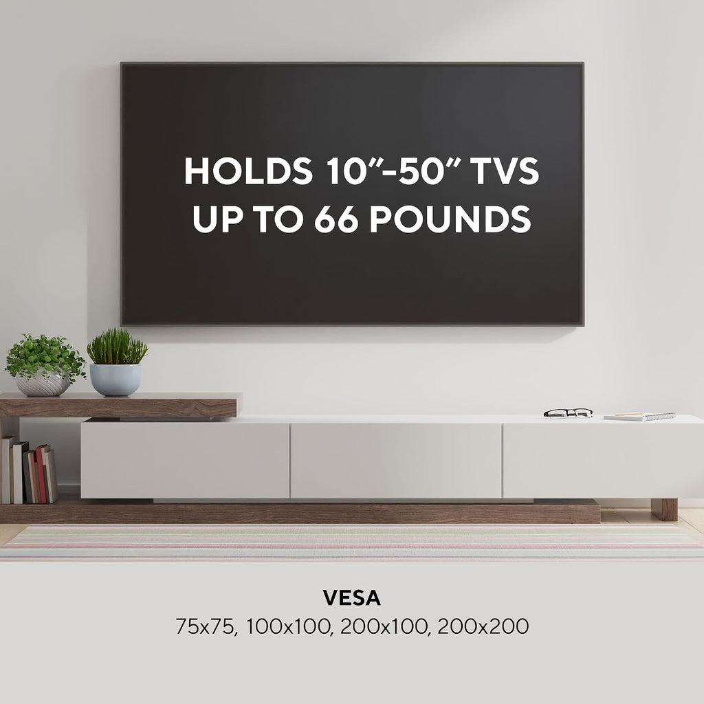 Kortek Full Motion TV Wall Mount for 10–50 Inch Tvs, Articulating Tilt Swivel Mount with 9 Inch Extension, Vesa 75x75 to 200x200, 66 Lbs Capacity, Single Stud with HDMI Cable Included