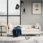 Modern White End of Bed Bench, Modern Technical Cloth Upholstered Ottoman Seat with Black Legs, Long for Bedroom Living Room Foyer Indoor Entryway (White) Entryway(100 * 50 * 55cm)