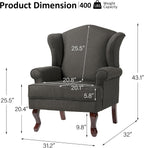 Lumibee High Back Accent Chair, Comfy Armchair with Solid Wood Legs for Living Room, Upholstered Accent Chair for Small Space, Single Sofa Reading Chairs for Office-Dark Gray