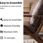 INZOY Mid-Century Modern Accent Chair with Wood Frame, PU Leather Living Room Chair and Soft Thick Padded Armchair for Living Room Bedroom Reception with Removable Upholstered Cushions, Dark Grey