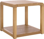 SAFAVIEH Home Collection - Omara Square Side Table, Natural Brown Wood with Lower Shelf (ACC2318A)