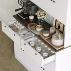 GarveeHome 71" Tall Kitchen Pantry Cabinet with Charing Station | 2 Drawers, 47" w Kitchen Pantry Storage Cabinet with Countertop, Food Hutch with Microwave Stand for Dining Room Living Room