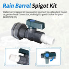 Rain Barrel Spigot Kit with PVC Bulkhead Fitting Adapter, 3/4" Rain Barrel Valve Diverter Kit for Water Tanks, Garden Barrels (2 Pack)