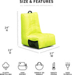 Big Joe Video Lounger Bean Bag Chair, Lime Punch Smartmax, 2 feet | Polystyrene Bean Filled, Refillable, Nylon Polyester, Safe for Kids Ages 3 and Up, Supports Up to 250 lbs, Perfect for Gaming