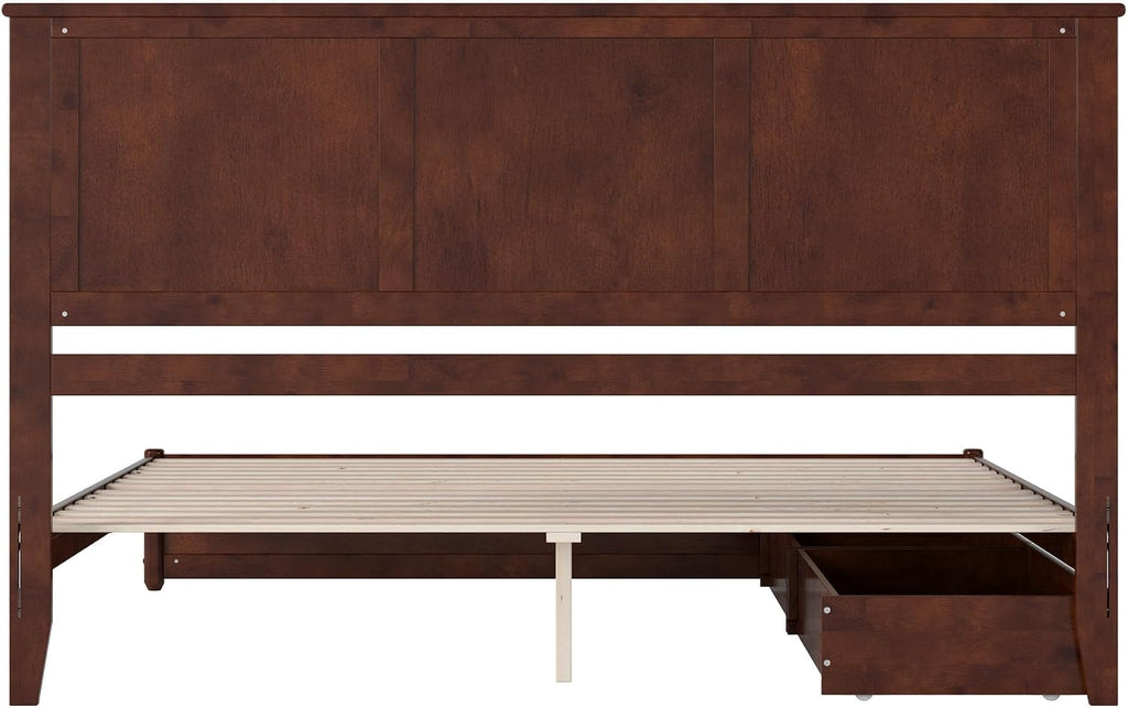 AFI, Felicity King Platform Bed with Panel Footboard & Storage Drawers, Walnut