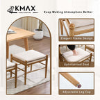 Kmax Ottoman Bench, 19 Inch Tall Vanity Chairs No Wheels, Upholstered Ktichen Chairs Backless Farmhouse Wooden Side Chairs for Dining Room, Extra Seating for Living Room - Linen, Beige
