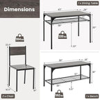 Tangkula Dining Table Set for 4, Kitchen Table and 2 Chairs for 4 with Bench, Additonal Storage Rack, 4 Piece Dining Table Set for Small Space, Apartment