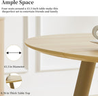 HIPIHOM 43.3 Inch Cream Round Dining Table for 4, Space-Saving Dinette Perfect for Kitchen Dining Living Room(Cream Table)