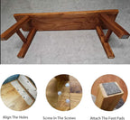 Farmhouse Indoor Wooden Living Room Dining Benchs Narrow Noodle Bench For Entryway 2" Thick Tabletop Skinny Bench For End Of Bed Solid Wood Shoe Benchs Easy To Assemble Sturdy For Kitchen(55.1")