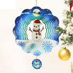 Christmas 3D Wind Spinners Hanging, 12in Large Stainless Steel Yard Sculpture for Winter Outdoor Indoor Garden Yard Crafts Ornaments Decoration(Christmas Snowmen)