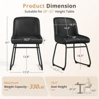 LUE BONA Comfortable Dining Room Chairs Set of 4, Modern Upholstered Kitchen Chairs with Padded Back & Thick Metal Legs for Dining Room, Black PU Leather
