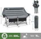 Timber Ridge 600 lbs Double Camping Chair, Ultra-Wide Heavy Duty Outdoor Folding Camp Couch, Loveseat Camping Chairs Perfect for Campsites, Patio/Lawn, Soccer Games or Other Youth Sports, Supports