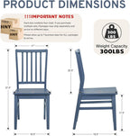 HNY Blue Wood Dining Chairs Set of 4, Farmhouse Kitchen Chairs with High Backrest and Wooden Legs, Armless Dining Side Chairs for Kitchen/Dining Room/Restaurant