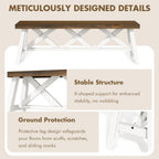 Wnutrees 54" Farmhouse Wood Bench, Rustic Solid Wood Entryway Bench Seat with Double X-Structure for Dining Area Living Room Hallway, Structural Stability, White