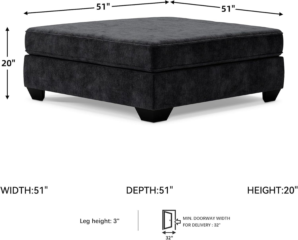 Signature Design by Ashley Lavernett Contemporary Square Oversized Accent Ottoman, Dark Gray