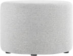 Gray 23" Round Woven Heathered Fabric Upholstered Ottoman, Outdoor Sitting Surface, Durable, Weather-Resistant, Comfortable