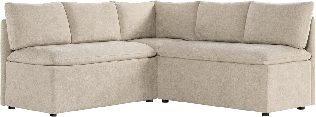 CHITA Breakfast Nook Bench with Storage, Upholstered Dining Bench with Back, Corner Kitchen & Dining Banquette Seating Nook, Dining Settee, L Shaped 5 Seats, Fabric in Khaki
