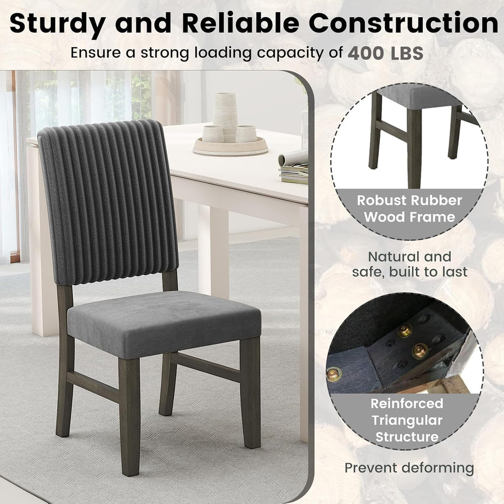 Giantex Dining Chairs Set of 2, Mid-Century Velvet Fabric Upholstered Chairs with Rubber Wood Legs, Thick Padded Seat, High Back, Modern Side Armless Chairs for Kitchen Living Dining Room