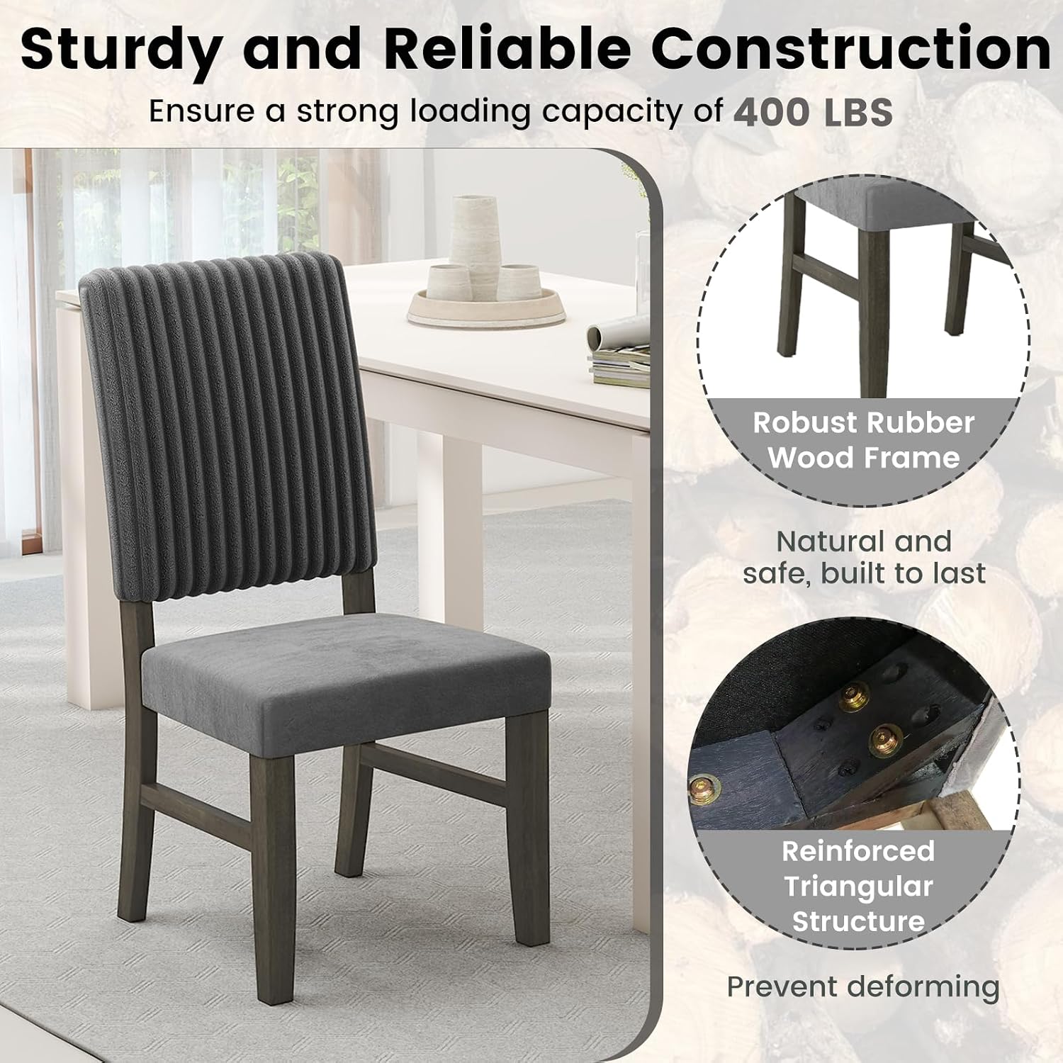 Giantex Dining Chairs Set of 2, Mid-Century Velvet Fabric Upholstered Chairs with Rubber Wood Legs, Thick Padded Seat, High Back, Modern Side Armless Chairs for Kitchen Living Dining Room