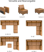 EASE MOOSE Faux Leather Square Ottoman Module for Modular Sectional Sofa, Convertible Sectional Couch with Storage Ottoman Footrest Seat Cube