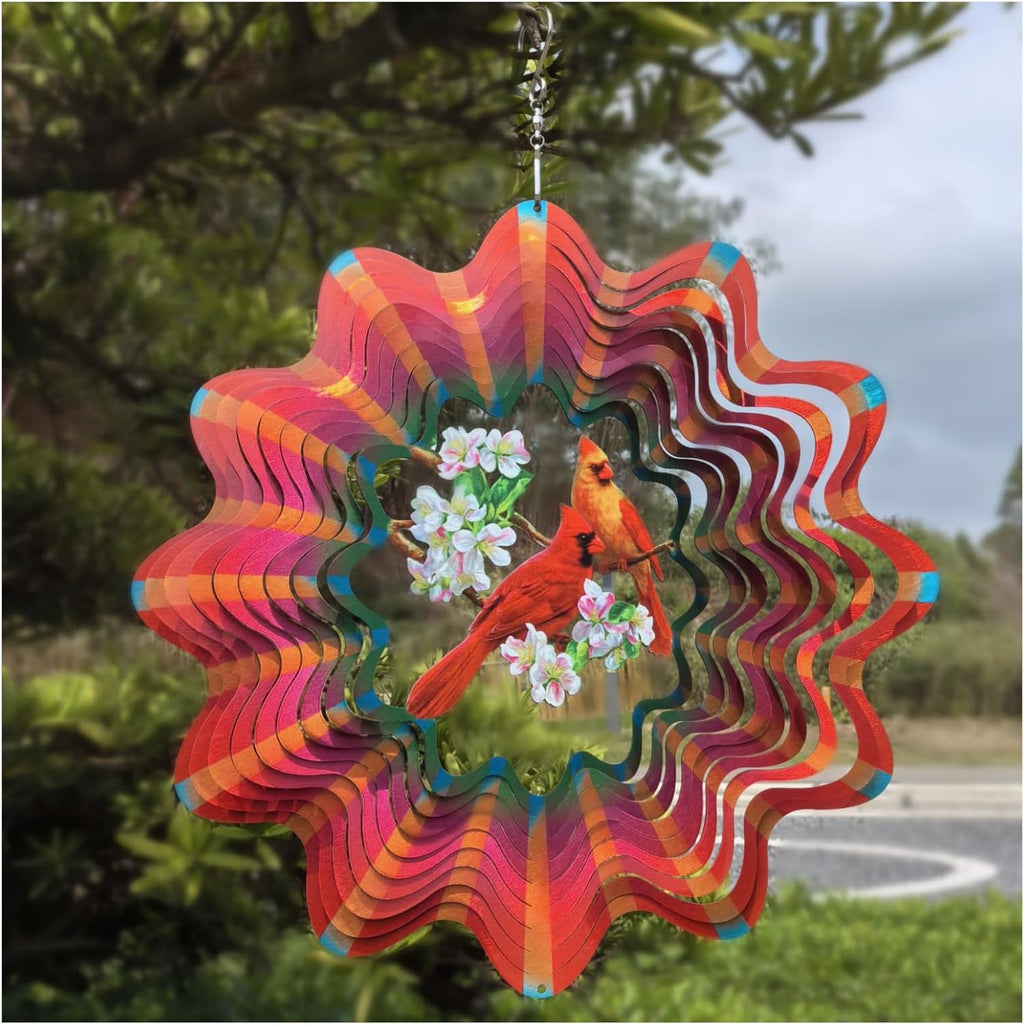 Cardinal Wind Spinner Outdoor Cardinal Spinner for Garden and Yard Décor Cardinal Gifts for Women/Men Red Cardinal Spinner with 3D Visual Effect