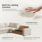 ELUCHANG 113" V-Shaped Modular Sectional Sofa Couch, Modern 7-Seat Comfy Linen Deep Seat Sofa with Corner, Removable Cover, Easy Assembly, Large Sofas & Couches for Living Room, Office, Beige