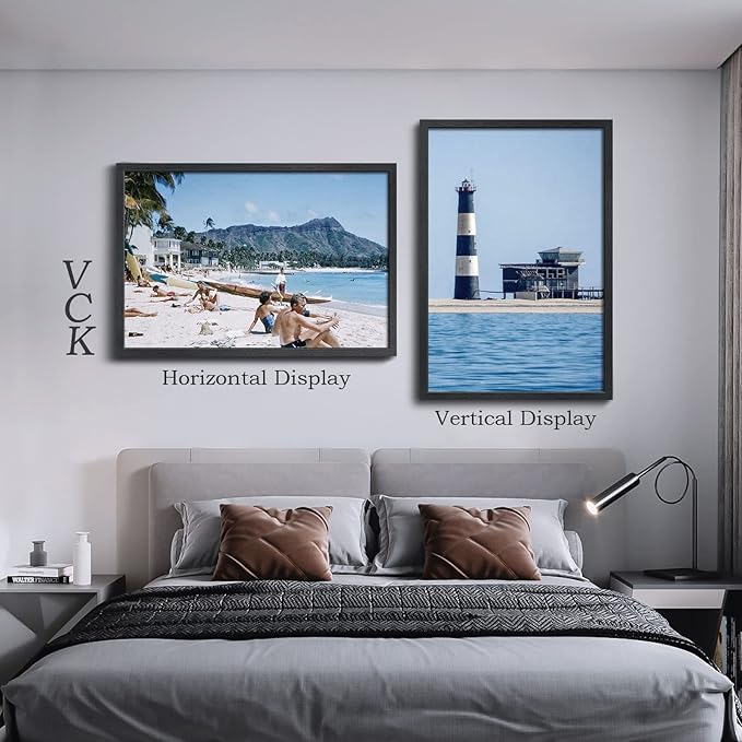 VCK 27x40 Picture Frame Set of 4 - Black, Gallery-Quality Wood Poster Frames, 1.1-Inch Wide Border, Polished Plexiglass, Vertical or Horizontal Wall Display for Photo/Art/Prints, Black