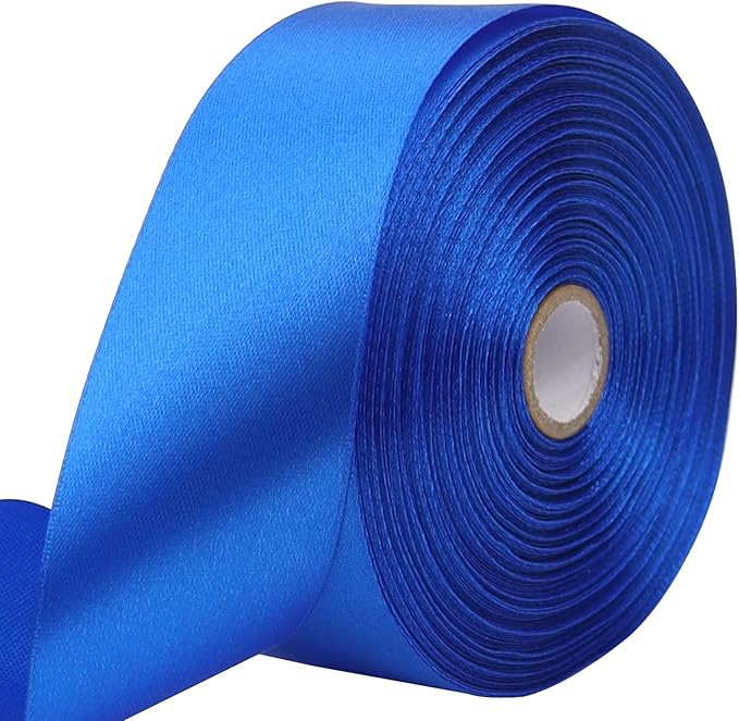Blue Solid Satin Ribbon 1-1/2 Inch 50 Yards Solid Polyester Fabric Ribbon for Gift Wrapping Wedding Christmas Baby Shower Birthday Party Decoration Handmade Immortal Flower Craft