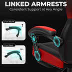 N-GEN GAMING Big & Tall Gaming Chair with Footrest, Lumbar Support, Red | Ergonomic High-Back Chair for Adults, Padded Wide Seat with Heavy-Duty Base, Reclining Comfort for Computer, Office/Home Use