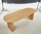 59"-90" Extendable Oval Dining Room Table for 6 to 10 Modern Farmhouse Expandable Kitchen Dining Table with Removable Leaf & Wood Strip Base Large Wood Dinner Tables for Living Room,Oak