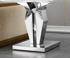Modern Marble End Table, Sqaure Sofa Side Table with Silver Mirrored Stainless Steel Base Luxury White Faux Marble Accent End Table Bedside Table Nightstand for Living Room Bedroom