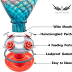 Hummingbird Feeders, 34OZ Hand Blown Glass Hummingbird Feeder for Outdoors Hanging with Ant MoatHooks, Perfect for Gardening Yard Patio Decor Gifts (Multi-Mermaid)
