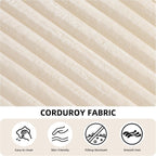 54"W Oversized Chaise Lounge Chair Indoor, Chaise Lounge Couch, Convertible Comfy Reading Chairs, Corduroy Sleeper Chair Couches for Living Room, Compression Sofa with Ottoman, Beige